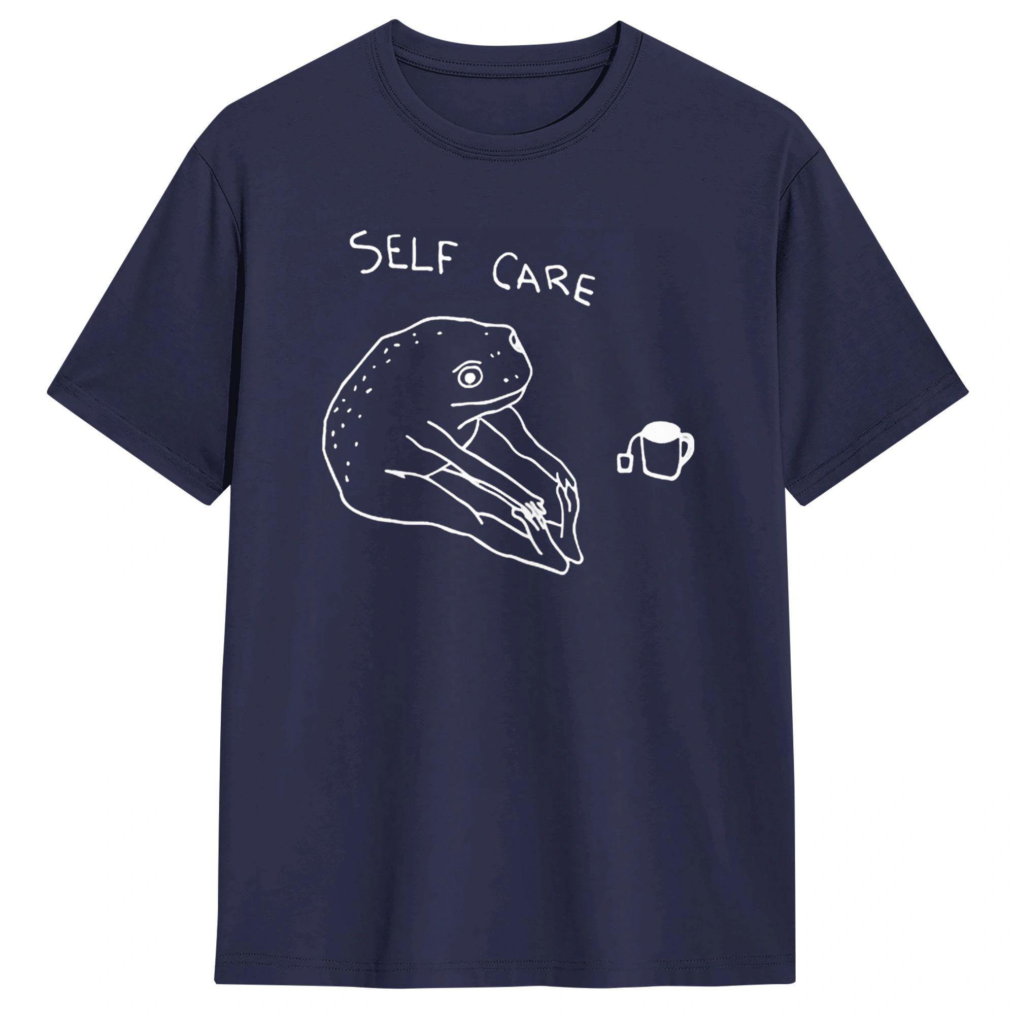 

Frog Self Care FUNNY MEME TShirt Summer 100 Cotton TShirts For Unisexs Custom Logo Tshirt ShortSleeved Aesthetic Top Tees 4XL