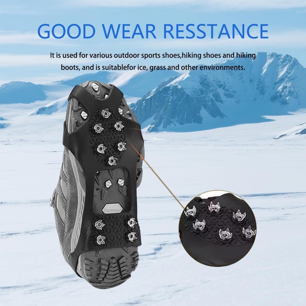 10-Toe Crampons, Heavy-Duty Ice Cleats with Anti-Slip Traction, Steel Studs Traction Cleats for Hiking, Ice Climbing, Hunting, Running, Winter Walking