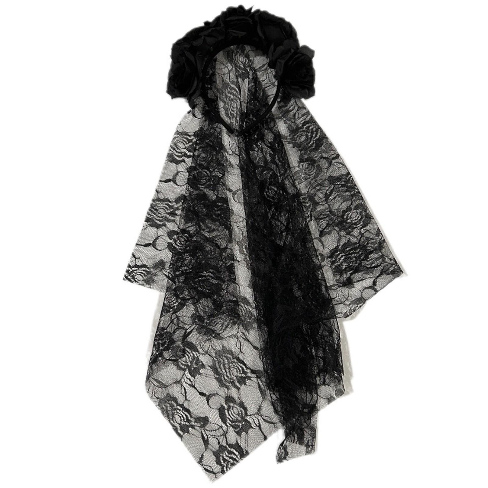 

Хэллоуин имитация цветка повязка на голову невесты роза сетка косплей костюм головные уборы аксессуары One Size чёрный