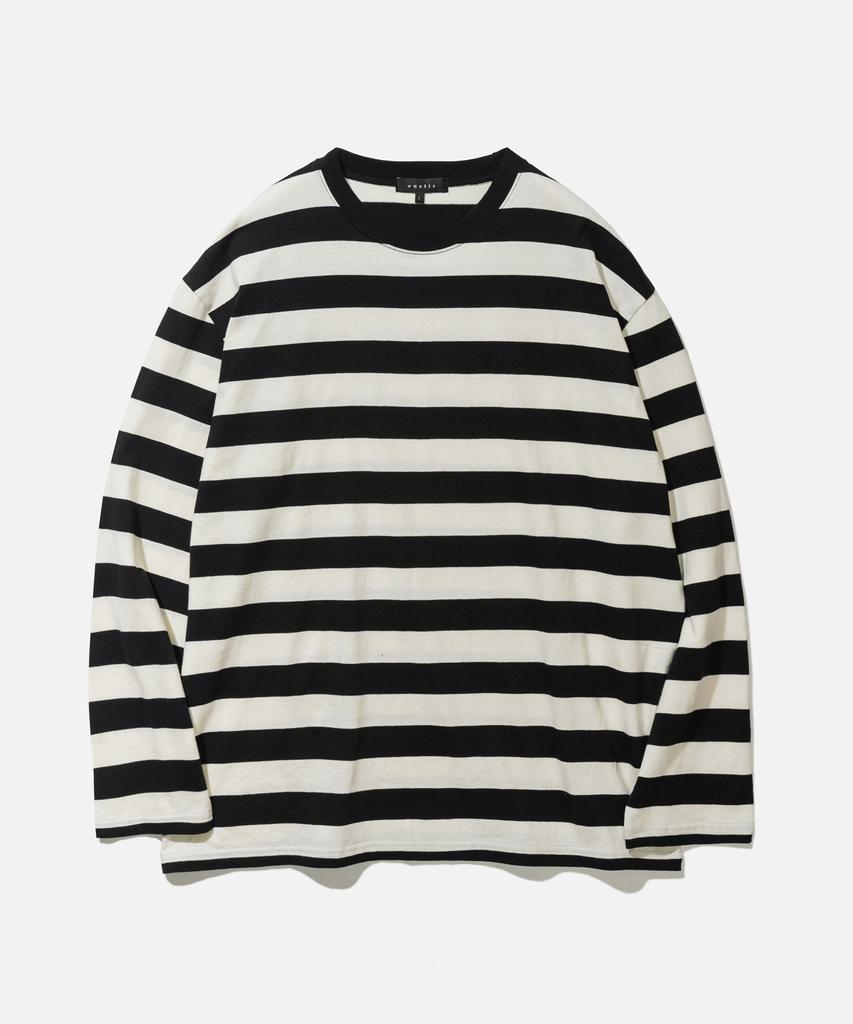 VASTIC Oversized Striped Long Sleeve_Black / White
