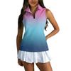 Dames Mouwloos Golf Poloshirt met Ritssluiting en Print Atletische Tanktop voor Sport Tennis Training Casual Kleding