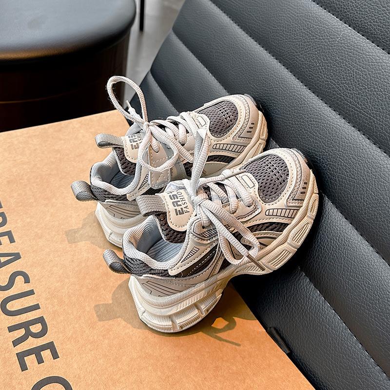 

Boys fashionable sneakers, spring breathable mesh shoes, girls sports running shoes, children s dad shoes, trendy kids casual shoes 21 серый