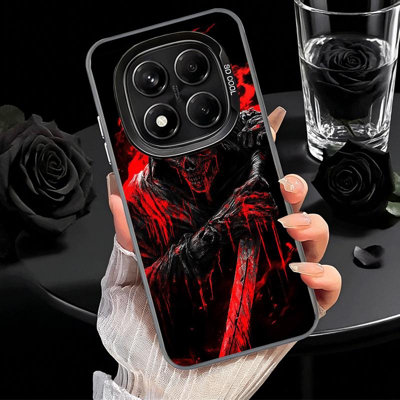 Tod Sensenmann Schädel Sense Weiche Handyhülle für Xiaomi Redmi Note 13 14 15 Pro Plus 12S 12 11S 11 11T 10S 10 Stoßfeste Hülle