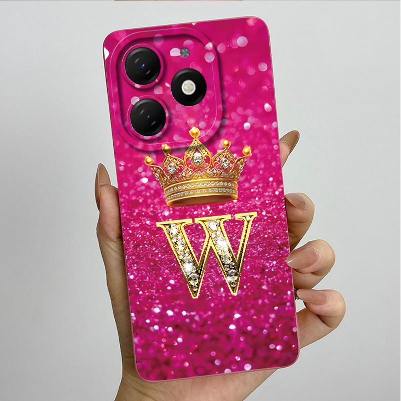 For Infinix Smart 8 Case X6525 Crown Letter Soft Phone Cases For Infinix Smart 8 Pro Smart8 HD PLUS Camera Protection Back Cover