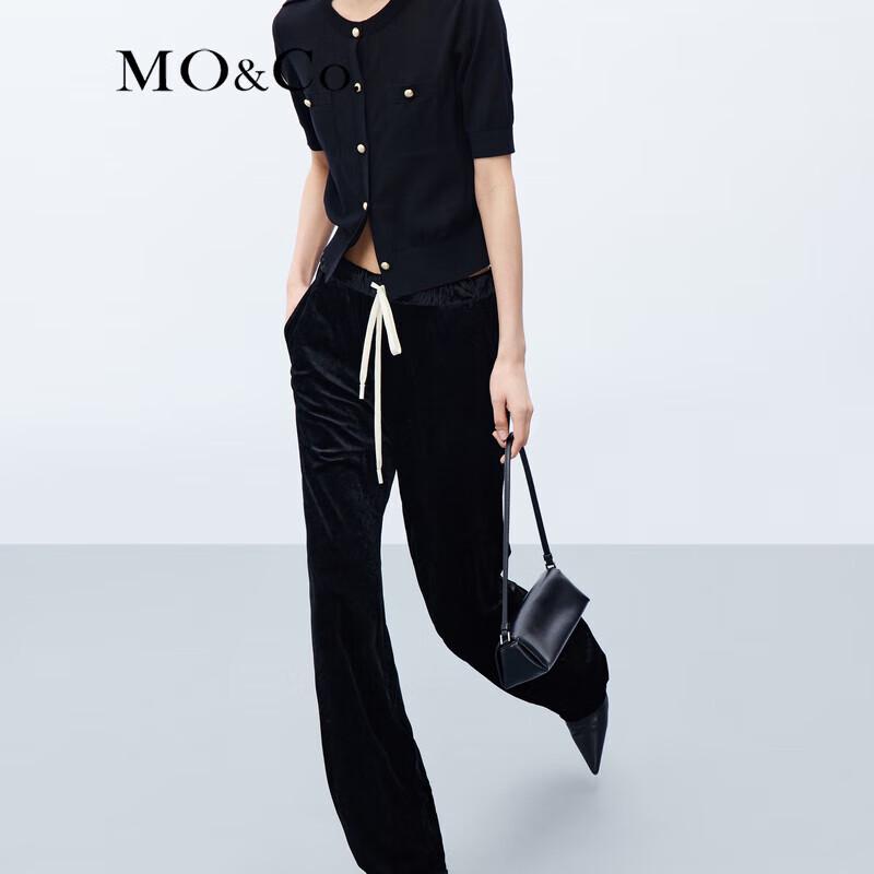 MO&Co. Women's Velvet-Feel High-Waist Casual Pants