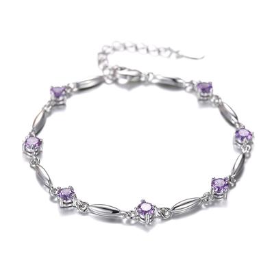 S925 srebro 17 19 Cm bransoletka dla kobiet Pulseira Feminina srebro 925 biżuteria ametyst Charm bransoletki damskie