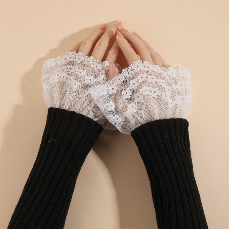 3D Lace Design Detachable Arm Sleeve Fingerless Hand Sleeve for Stylish Outfits Cosplay Event Daily Fashion Wear Comfort