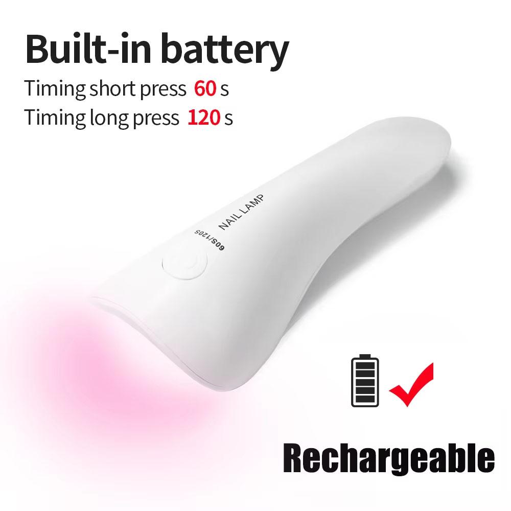 YIKOOLIN Handheld UV LED Nail Lamp USB Rechargeable Mini Manicure Lamp Nail Dryer With 5 Lamp Beads Quick Drying Gel Nail Polish