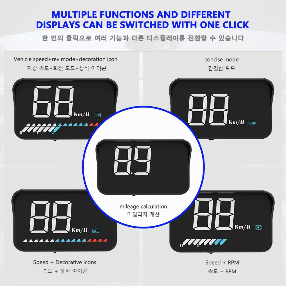 ZQKJ M7 OBD2 GPS HUD Head Up Display Car Digital Speedometer Windshield Projector Auto Water temp Gauges Fit All Cars