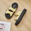 2025 new thick-soled cool slippers for women's fashion and versatile bow open-toed women's casual one-word slippers trendy shoes
