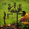 Skeleton Rock Trio Metal Wind Spinner Halloween Spinner, Handmade Kinetic Garden Sculpture Whimsical Outdoor Decor for Yard Lawn Decor, Unique Musical