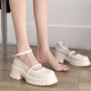Women's Fashion Thick Soled Shoes Autumn New Buckle Round Toe Shallow Casual Thick Heel Mary Jane Shoes Zapatillas Mujer
