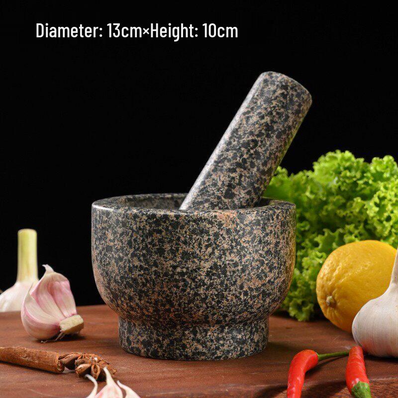 Natural Stone Garlic Press and Herb Mortar and Pestle Set