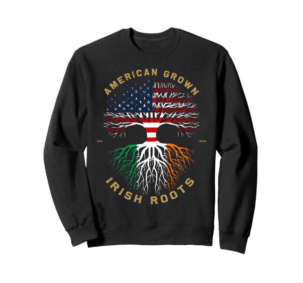 American Grown With Irish Roots Tree USA Flag Unique Gift Sweatshirt