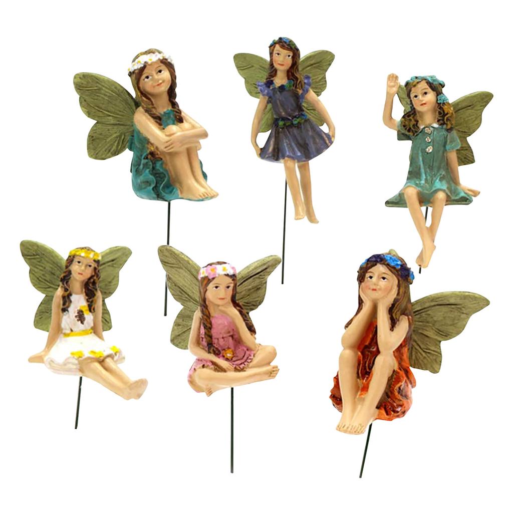 6pcs Fairies Miniature Figurines Accessories For Garden Decor, -Ornament