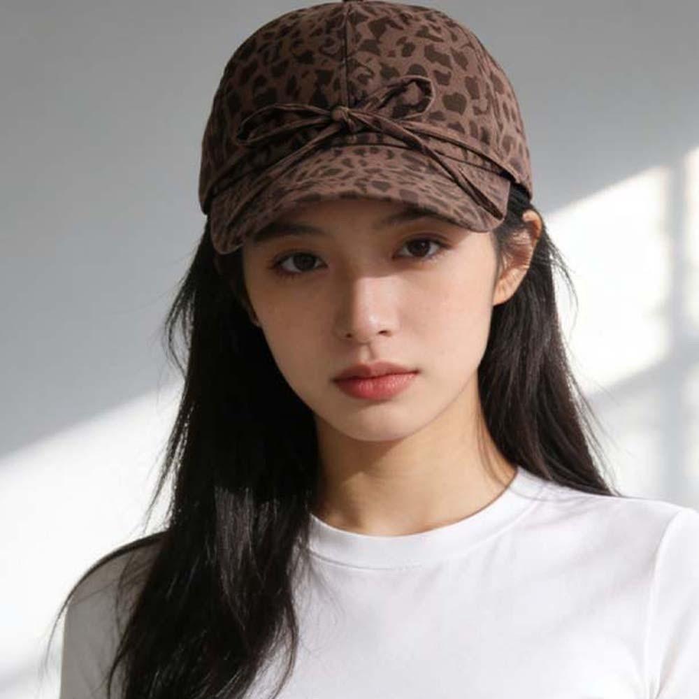 Sunshade Y2K Peaked Hat Sunscreen American Style Casquette Leopard Print Bow Baseball Cap  Men