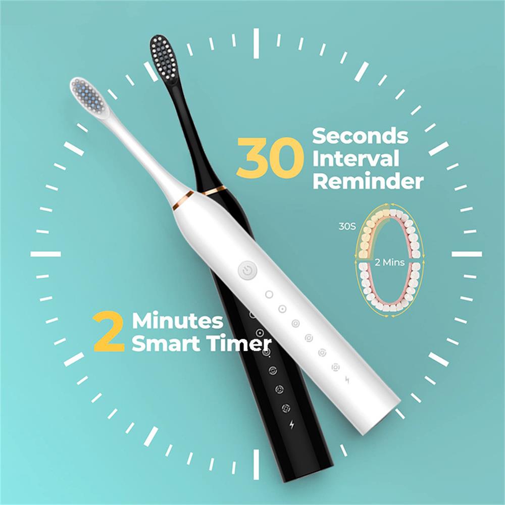 Electric Toothbrush for Adults IPX7 Waterproof DuPont Brush Head USB Rechargeable High Frequency Cleaning 6 Cleaning Modes