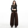 2025 Autumn Women's Retro Coffee Wide Leg Scimitar Pants - Slimming, Casual, Fashionable