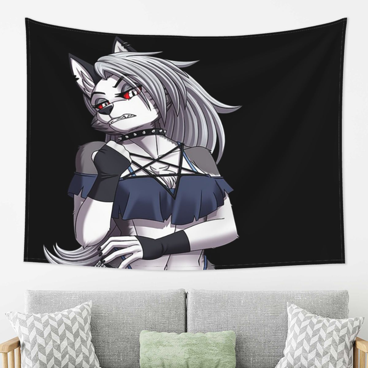 

Helluva Boss Loona Tapestry Wall Hanging Aesthetic Home Decoration Tapestries for Living Room Bedroom 74x94cm(29x37in)