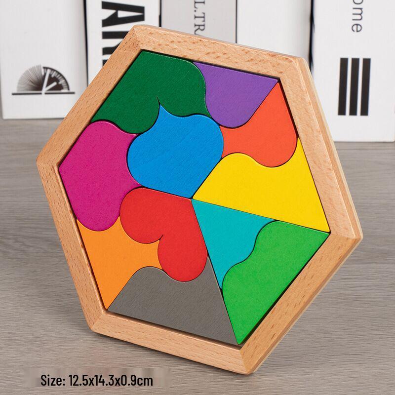 Colorful Wooden Honeycomb Jigsaw Puzzle for Early Childhood Education