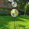 Sprankelende Streep Reflecterende Tuinmolentjes Regenboogkleur Met Paaltjes Windmolen Roterende Bol Kleurrijke Folie Wind Roterende Bol