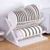 Double Layer Folding Dish Rack with Cutlery Storage - No Installation Needed