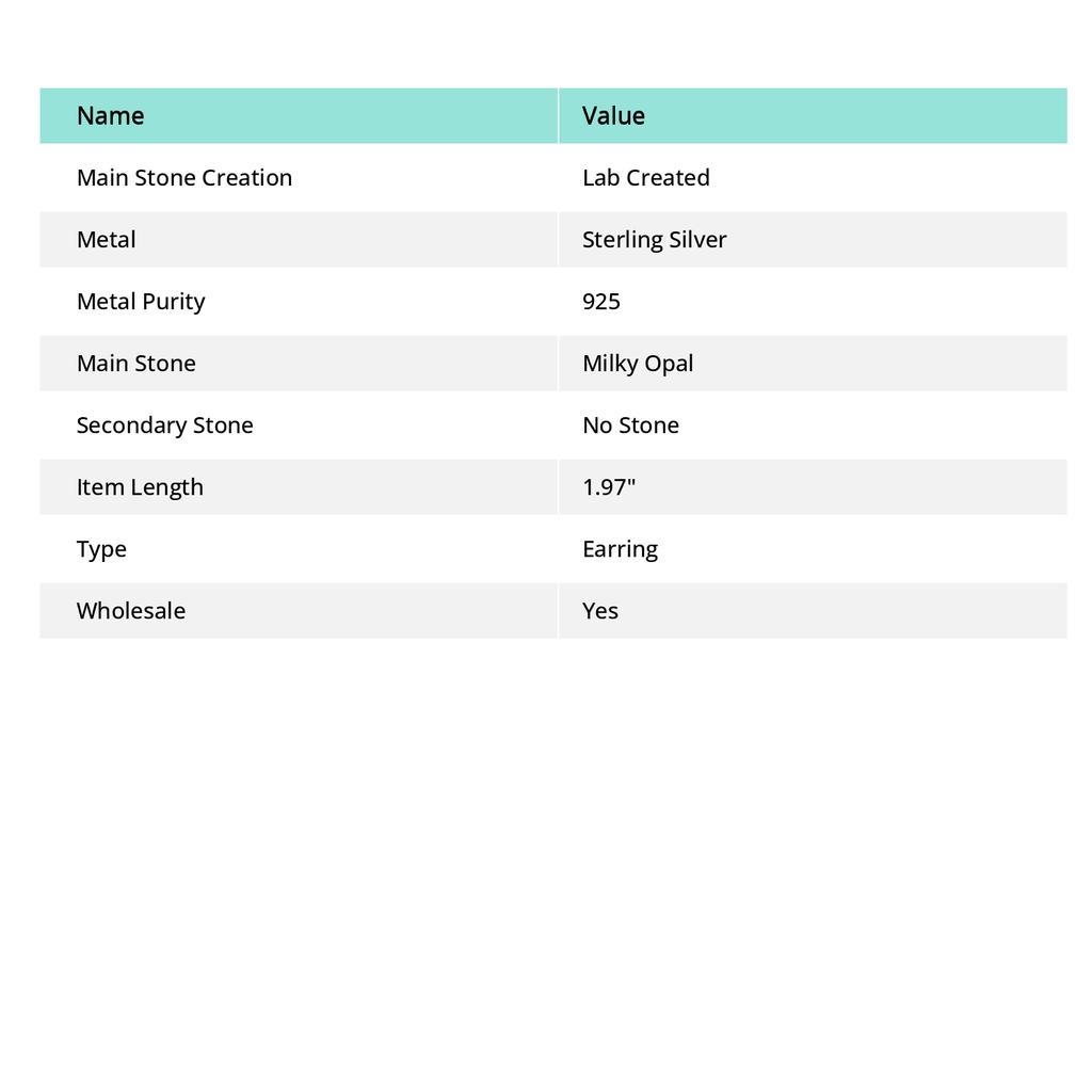 Natural Milky Opal Gemstone 925 Sterling Silver Jewelry Earring 1.97" T8s04