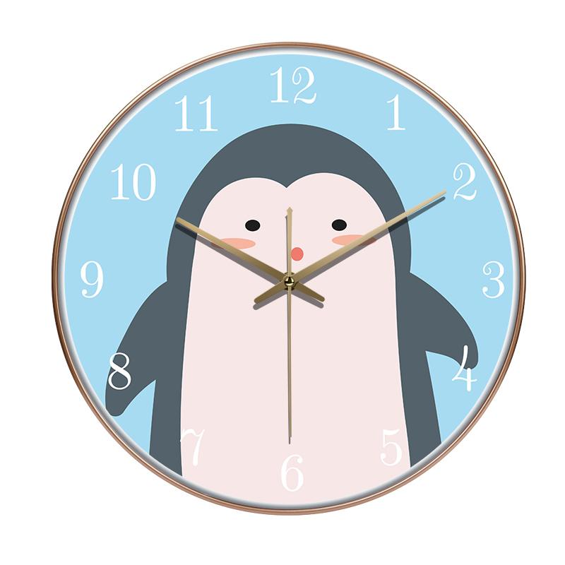 Cartoon Quartz Wall Clock Cute Animals Hanging Wall Clock Living Room Children's Room Kindergarten Decoration Loudspeaker Mute