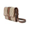 Gucci Ophidia distressed old flower Logo striped webbing, leather trim and canvas, one-shoulder crossbody bag, mini, unisex couple style, ebony color