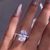 Silver Water Drop Pear-Shaped Flower Snowflake Ring Simple Temperament Flower Ring