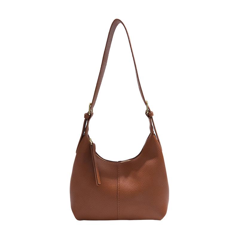 Simple retro shoulder bag women's new fashionable texture underarm bag casual commuter dumpling bag