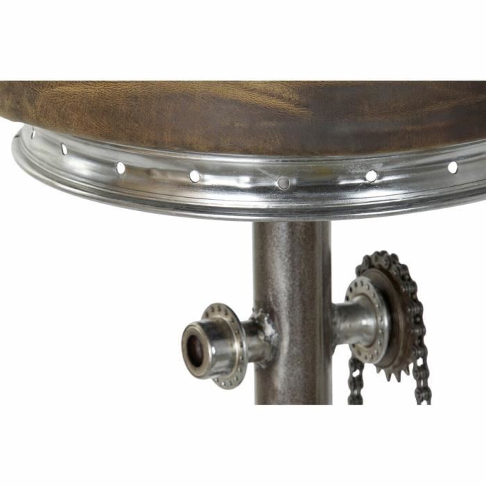 Tabouret - Marron - Cuir - Métal - Vintage - 44 x 41 x 82 cm
