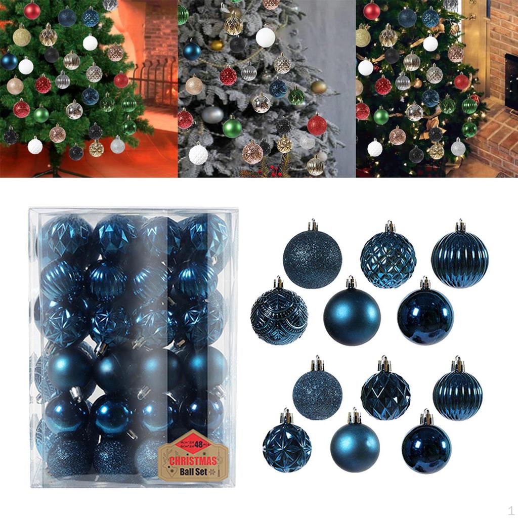 48 Pieces Christmas Balls Pendant Shatterproof for Party Wedding Decor