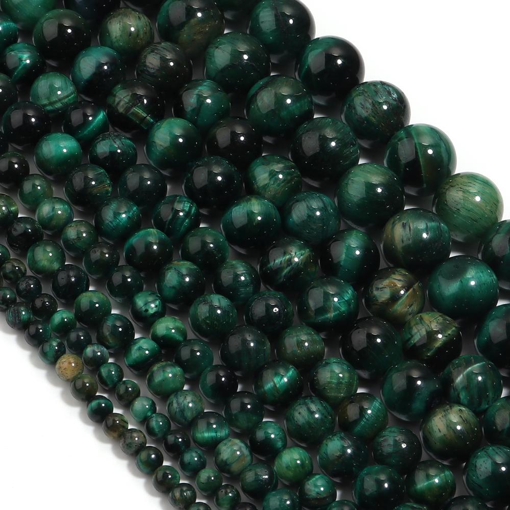 Natural Stone Beads 4 6 8 10 12mm Green Tiger Eye Round Loose Spacer Beads for Jewelry Making DIY Bracelets Necklace Accessories