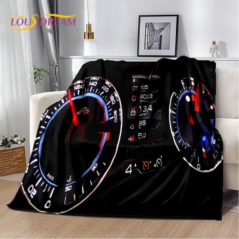 3D-Rennwagen-Armaturenbrett, weiche Plüsch-Steppdecke, Flanelldecke, Überwurfdecke für Wohnzimmer, Schlafzimmer, Bett, Sofa, Picknick-Abdeckung