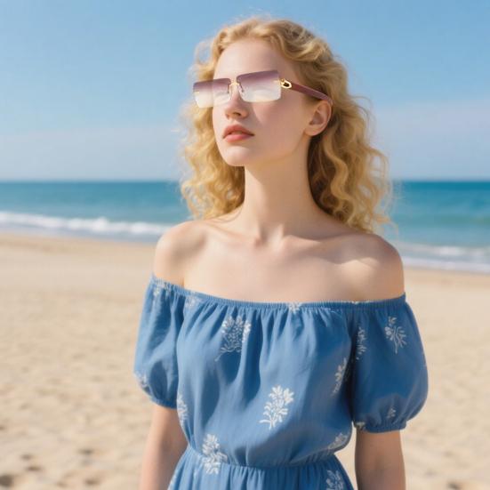 Rimless Rectangle Sunglasses Vintage Frameless Square Sunglasses for Men Women UV400 Protection Eyewear for Driving Travel Outdoors