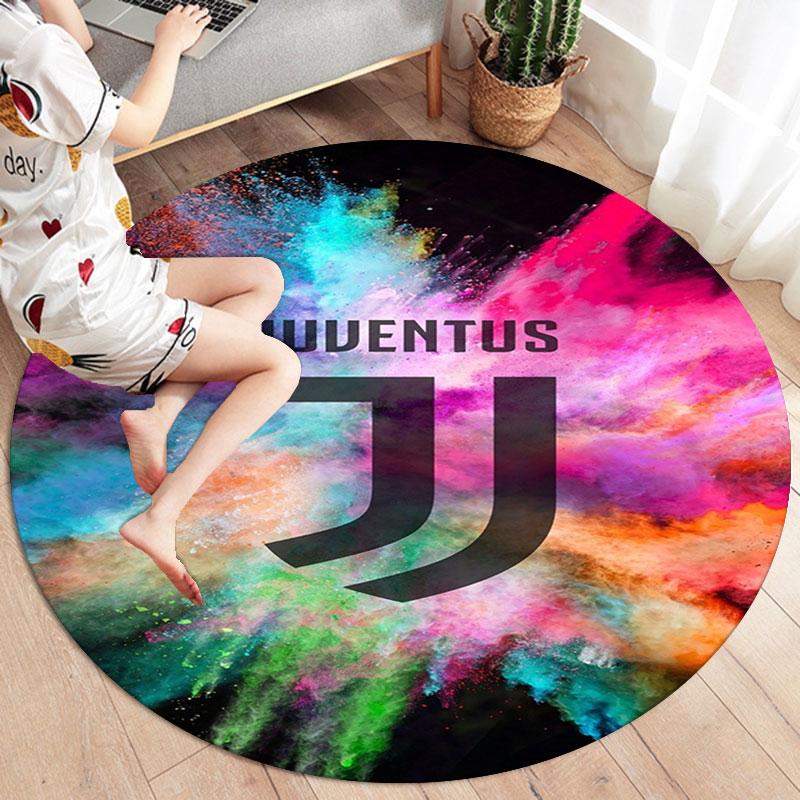 Juventus Football Club Round Area Rug,Carpet Rug for Living Room Bedroom Sofa Playroom Decor,Non-slip Floor Mat