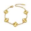 18K Gold Plated Colorfast Four-Leaf Clover Charm Bracelet for Women