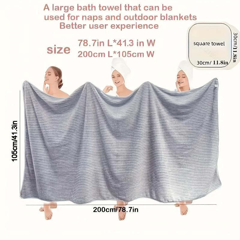 Ekstra stort stjerne- og stripete badehåndkle med , Sterkt absorberende korallfiber, Hurtigtørkende, Lofritt, Slitesterkt strandhåndkle