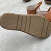 Johnature Sandálias rasteiras retrô artesanais de couro genuíno, casuais, versáteis, confortáveis, sola macia, sapatos femininos