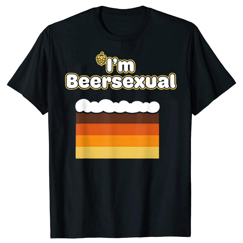 Im Beersexual Amante della Birra Battuta Bere LGBTQ T-shirt Uomo Moda Stampa T-shirt Larga Oversize Streetwear Hip Hop T-shirt Unisex