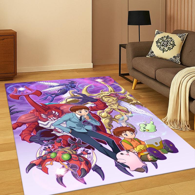 3D Digimon Adventure Angewomon Agumon Cartoon Carpet Rug for Bedroom Living Room Sofa Doormat Home Decor,Kid Area Rug Non-slip