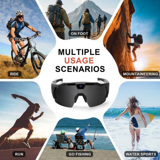 POV Glasses with Memory Card 4K Smart Baseball Sunglasses with Camera Photos Audios Videos Recording Lightweight Men Women Camera Wearable Eyewear