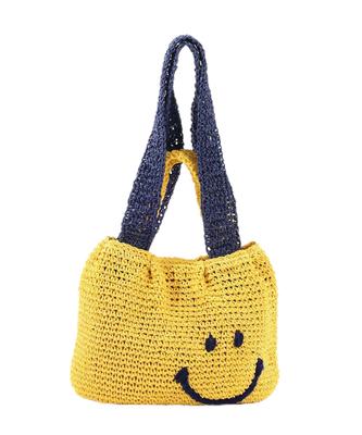 Cuco SMILEY 2-Handle Tucked Basket Shoulder Bag, Women's, Yellow (034)