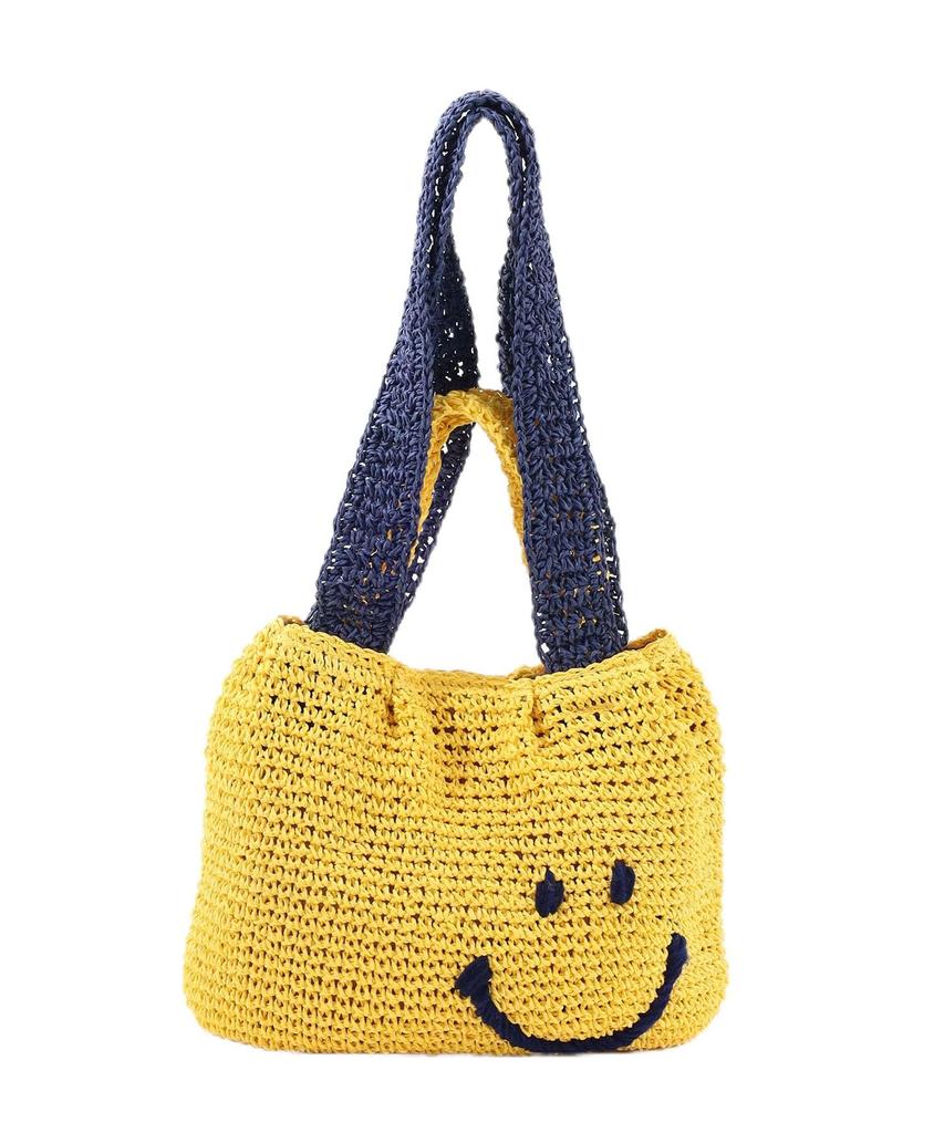 Cuco SMILEY 2-Handle Tucked Basket Shoulder Bag, Women's, Yellow (034)