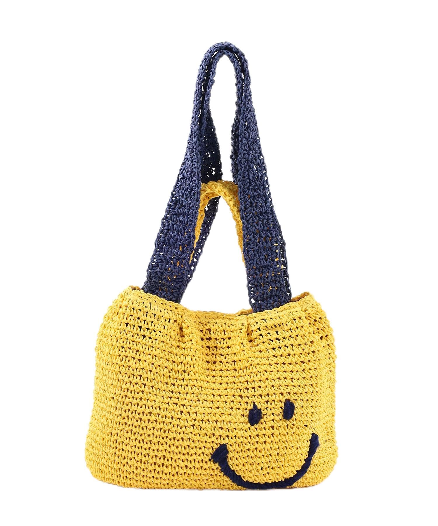 Женская сумка через плечо Cuco SMILEY с двумя ручками, плетёная корзина, желтая (034)