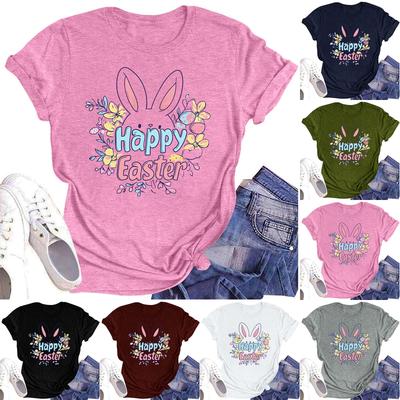 Women's Casual Daily Round Neck Printed Short Sleeved T-shirt Letter Top