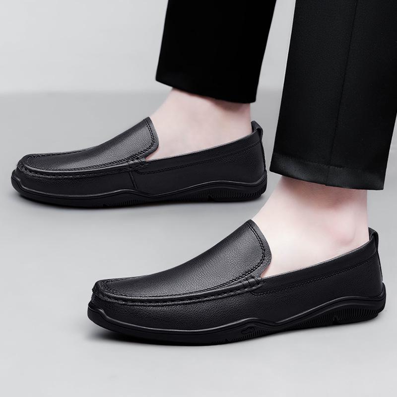 New Men's Genuine Leather Loafers: Breathable, Soft Sole Slip-on Casual Driving Shoes
