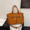 Large Capacity Corduroy Shoulder Bag for Women – Multi-Pocket Tote with Zipper Compartments and Stylish Design