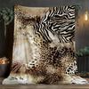 Leopard Zebra Print Flannel Throw Blanket,  Soft Fleece Blanket for Couch Office, All Season Outdoor Camping Picnic Travel Gift